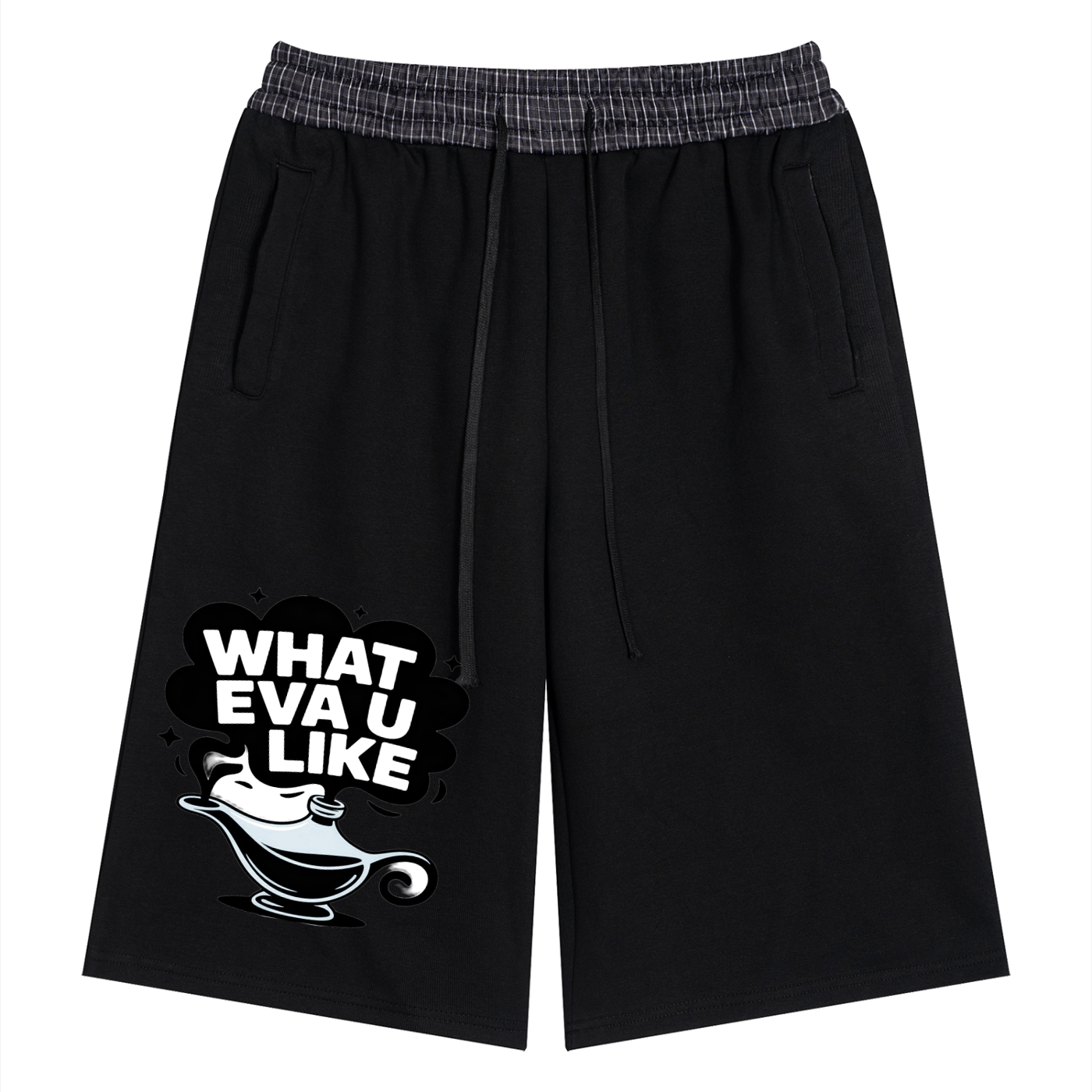Unisex Plaid Waistband Shorts